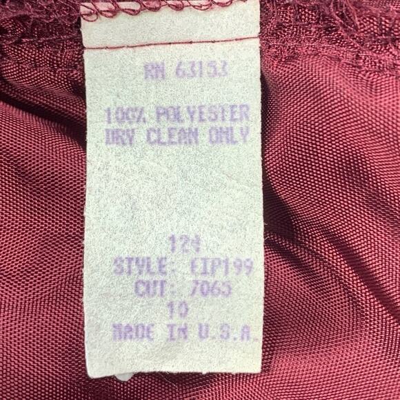 VTG CDC Evening Y2K Floral Emboss Velvet Maxi Dress 10 Burgundy Whimsigoth Vamp - Picture 12 of 13